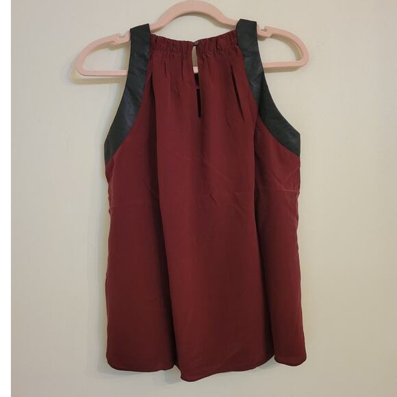 NWT Revolve Krisa Burgundy Faux Black Leather Trim Tank XS - Picture 3 of 4